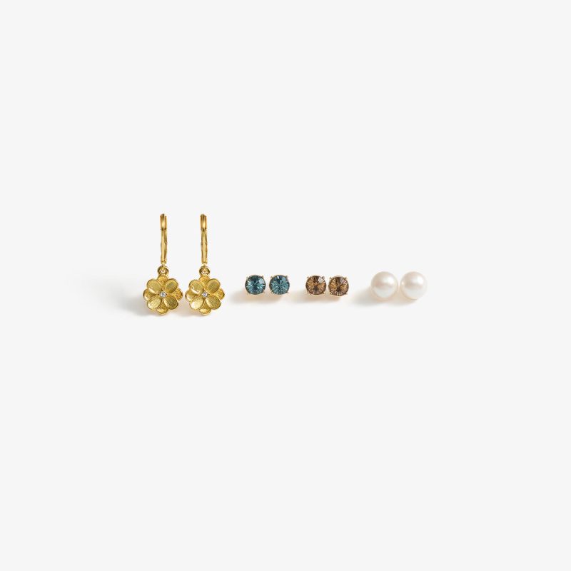 Set Aretes Flor Cristaly